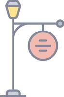 A street light with a sign on it vector