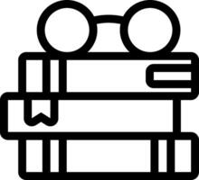 A black and white image of a stack of books with glasses vector