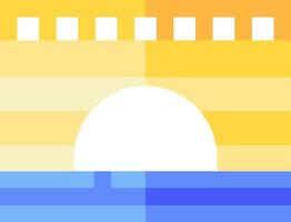 A colorful background with a sun and a boat vector