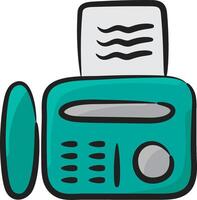 A blue and white radio with a paper on it vector