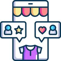 A phone with a shopping cart icon and a heart vector