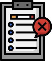 A clipboard with a check mark and a red cross vector