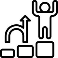 A man is standing on a block with an arrow pointing up vector
