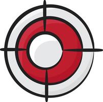 A red and white crosshair with a red dot in the center vector