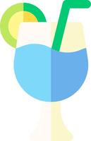 A drink with a straw and a slice of lemon vector