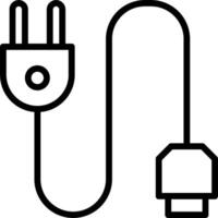 A black and white image of a plug and cable vector