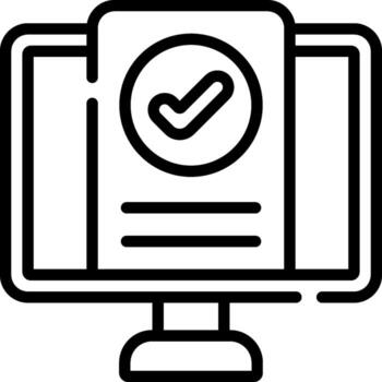A computer monitor with a check mark on it vector