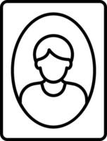 A black and white icon of a person in a circle vector