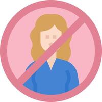 A woman is shown in a pink circle with a no sign vector