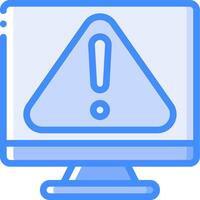 A computer monitor with a warning sign on it vector