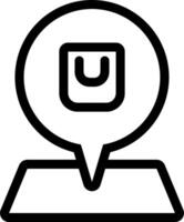 A black and white icon of a map pointer vector