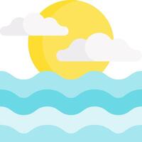A sun and clouds over the ocean vector