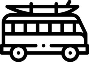 A bus with a surfboard on top of it vector