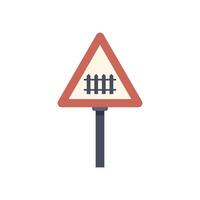 Red triangular warning road sign displaying railroad crossing sign vector