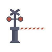 Railroad crossing signal showing closed traffic lights and barrier vector