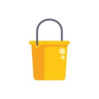 Yellow bucket standing with metal handle for gardening vector