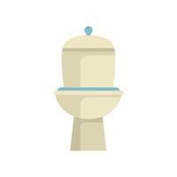 Beige toilet bowl with closed lid standing on white background vector