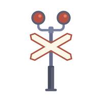 Railroad crossing signal flashing with red lights warning sign vector