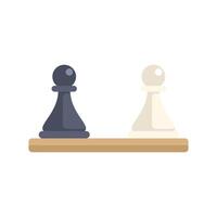 Black and white pawns standing on a chessboard are facing each other vector
