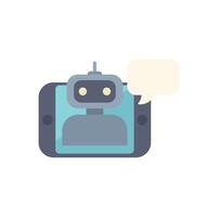 Chatbot speaking through smartphone screen using speech bubble vector