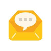 Yellow open email envelope containing speech bubble with three dots vector