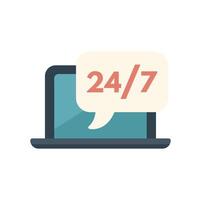 Laptop showing 247 availability in speech bubble vector
