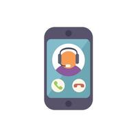 Customer support agent talking on smartphone screen displaying call interface vector