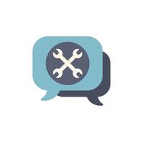 Speech bubble showing crossed wrenches for technical support vector
