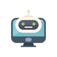 Robot face displaying on a computer screen for artificial intelligence concept vector