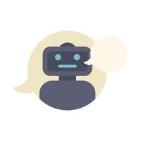 Chatbot giving answer inside speech bubble, artificial intelligence communication vector