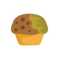 Delicious chocolate chip muffin with green frosting isolated on white background vector