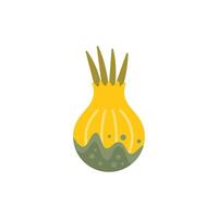 Yellow onion growing with green sprouts icon vector