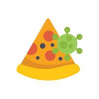 Virus sitting on a slice of pizza representing food poisoning vector