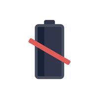 Empty battery showing low energy warning sign vector