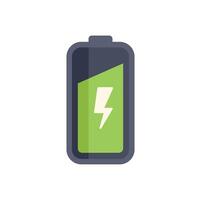Green battery icon showing energy status indicator vector