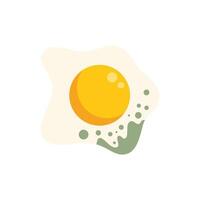 Single fried egg with runny yolk dripping on white background vector