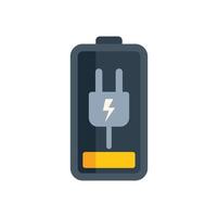 Battery icon showing electric plug and indicating charging status vector