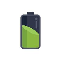 Battery icon showing green charge indicator on white background vector