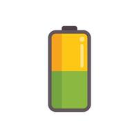 Battery icon showing half charge remaining in green and yellow vector