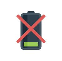 Red cross sign showing empty battery status on smartphone vector