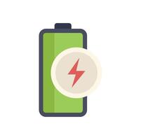 Green battery icon showing charging status with lightning bolt symbol vector