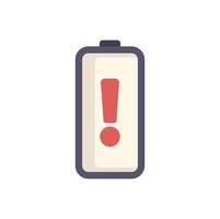 Battery showing warning sign with exclamation point vector