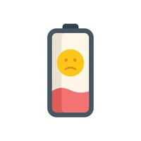 Battery icon showing low charge with sad face emoticon vector