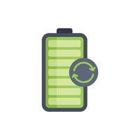 Green battery icon showing renewable energy source vector