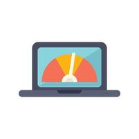 Laptop showing speedometer monitoring performance vector