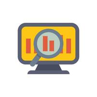 Magnifying glass analyzing graph on computer screen vector