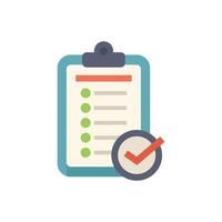 Clipboard showing completed checklist with checkmark icon vector