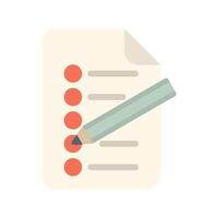 Pencil filling out checklist on sheet of paper vector