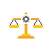 Gold balance scale comparing two sides with gear for automation vector