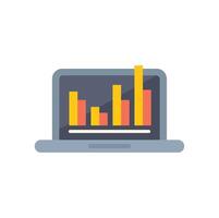 Laptop showing statistical charts representing market data analysis vector